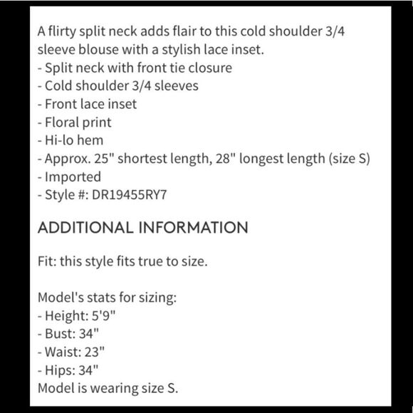 NWT Daniel Rainn cold shoulder blouse. Size small - Picture 3 of 3